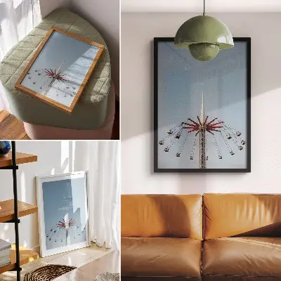 Poster Turm mit Karussell-Dynamik im minimalistischen Stil