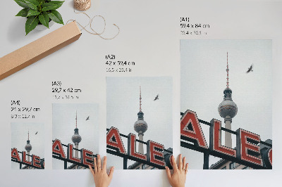 Kunstdruck leinwand Fernsehturm rot neongrau