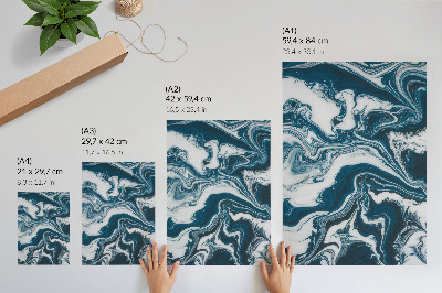 Poster Abstrakte blaue und weiße Punkte mit dynamischen Linien