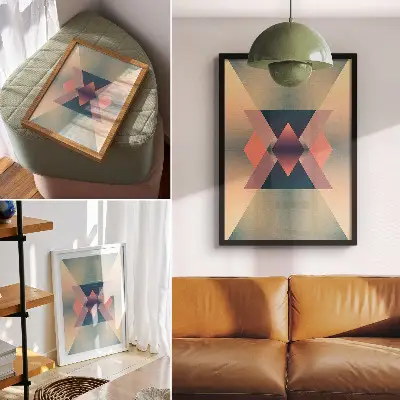 Wandposter mit geometrischen Formen in eleganten Pastellfarben