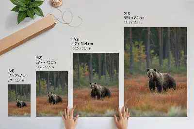 Kunstdruck auf Leinwand Bären im Herbstwald für Natürlichkeit und Ruhe