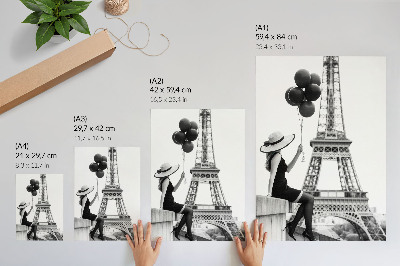 Wandposter Frau mit Ballonturm Eleganz