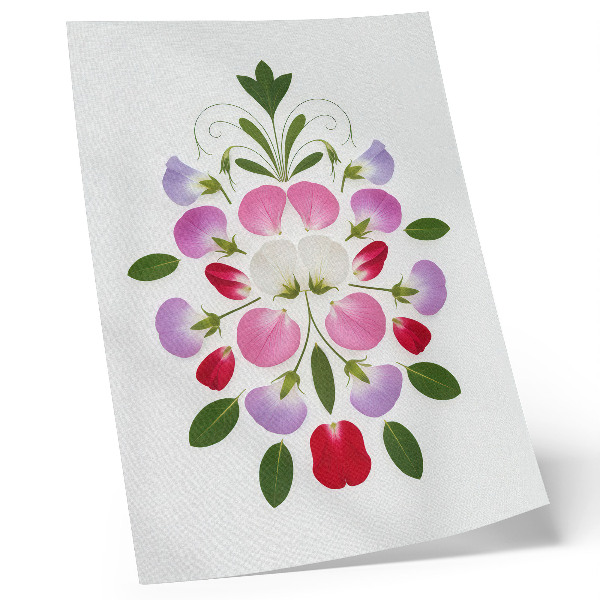Kunstdruck leinwand Symmetrische Blüten und Blätter auf hellem Hintergrund