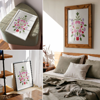 Kunstdruck leinwand Symmetrische Blüten und Blätter auf hellem Hintergrund
