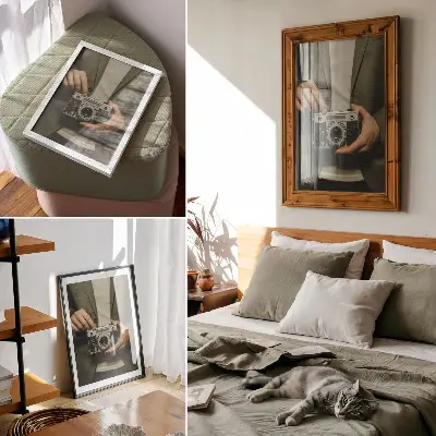 Kunstdruck auf Leinwand mit elegantem Retro-Kamera-Motiv