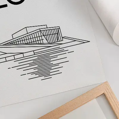 Wandposter mit einem modernen Architekturmotiv in Schwarz-Weiß