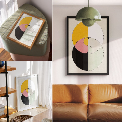Kunstdruck leinwand Geometrische Kreise, kontrastierende Farben, minimalistischer Stil