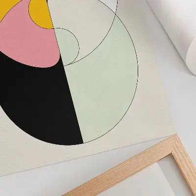Kunstdruck auf Leinwand geometrische Kreise in kontrastierenden Farben im minimalistischen Stil
