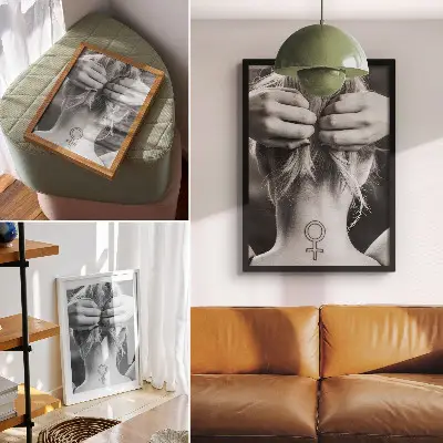 Kunstdruck auf Leinwand schwarz-weiße Eleganz im minimalistischen Design als Symbol der Weiblichkeit