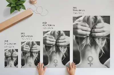 Kunstdruck auf Leinwand schwarz-weiße Eleganz im minimalistischen Design als Symbol der Weiblichkeit