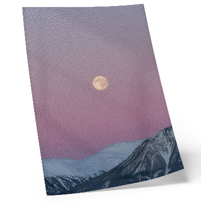 Poster Berge, Abenddämmerung, Mond, pastellfarbener Himmel