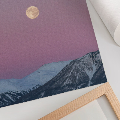 Poster Berge, Abenddämmerung, Mond, pastellfarbener Himmel