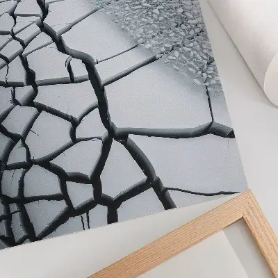 Wandposter eisige Risslinien in harmonischer Winterschönheit