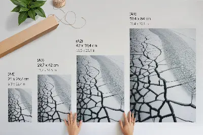 Wandposter eisige Risslinien in harmonischer Winterschönheit