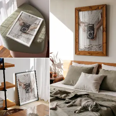 Wandposter Kamera in Spitzenkleid mit nostalgischer Zartheit