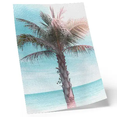Wandposter palme über dem azurblauen meer unter einem samtigen tropischen himmel