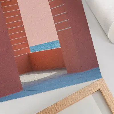 Poster pastellfarbene Bögen mit Meer und minimalistischer Architektur