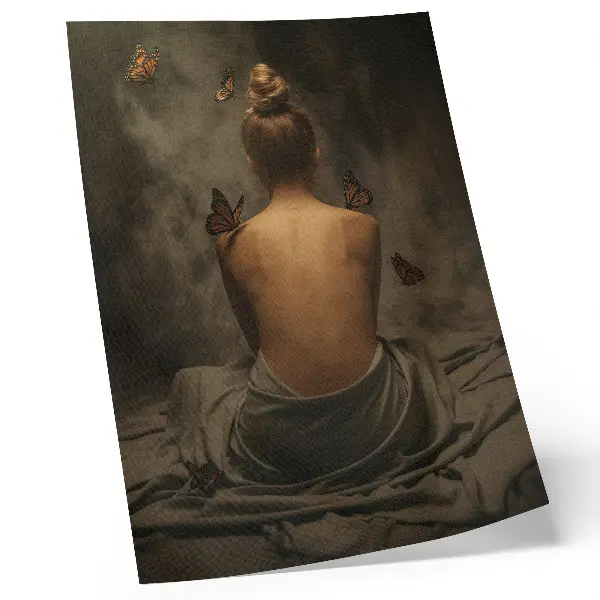 Kunstdruck auf Leinwand mit Schmetterlingsmotiv für elegante und friedvolle Akzente