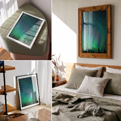 Wandposter Aurora Borealis, türkisfarbener Himmel, funkelnde Sterne
