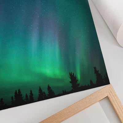 Wandposter Aurora Borealis, türkisfarbener Himmel, funkelnde Sterne