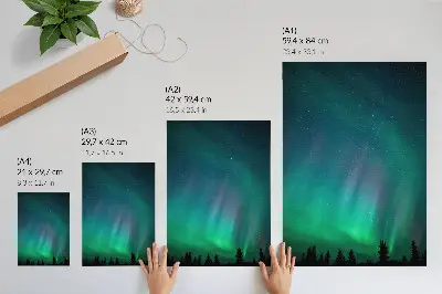 Wandposter mit Aurora Borealis, türkisfarbenem Himmel und funkelnden Sternen