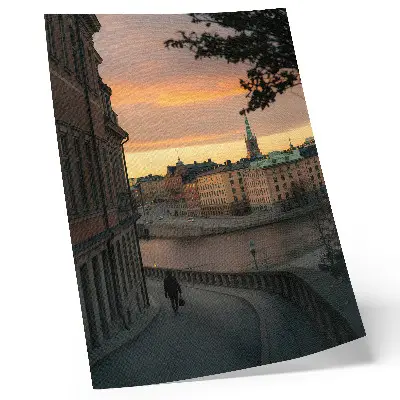 Wandposter historische Gebäude bei friedlicher Abendstimmung