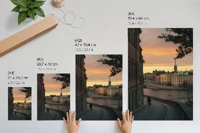 Wandposter historische Gebäude bei friedlicher Abendstimmung