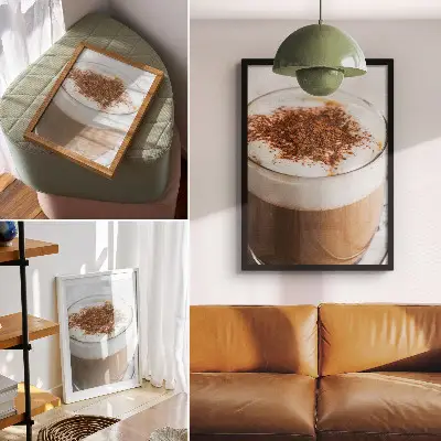 Leinwand-Kunstdruck Kaffee mit Schaum in warmen Farben für eine harmonische Atmosphäre