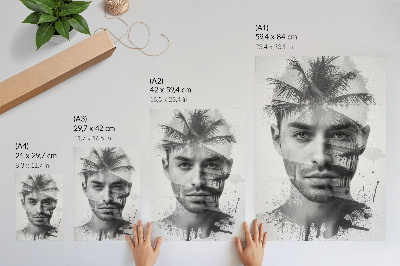 Poster Eindrucksvolles Männergesicht im minimalistischen Stil