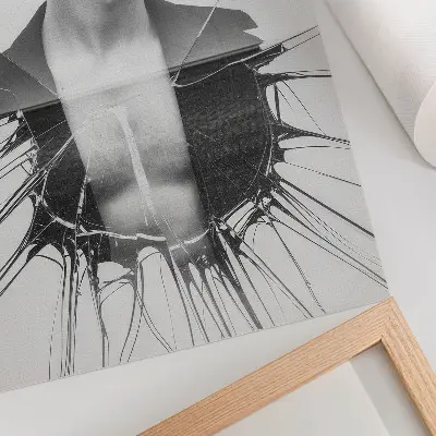 Leinwand-Kunstdruck schwarz-weißes Porträt mit Glaseffekt