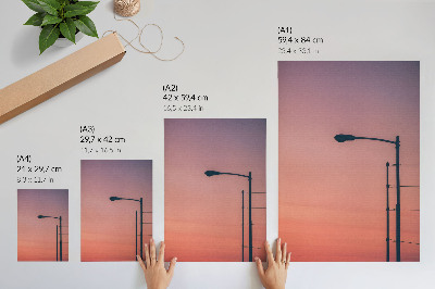Poster Minimalistische Lampe, romantischer Sonnenuntergang, modern