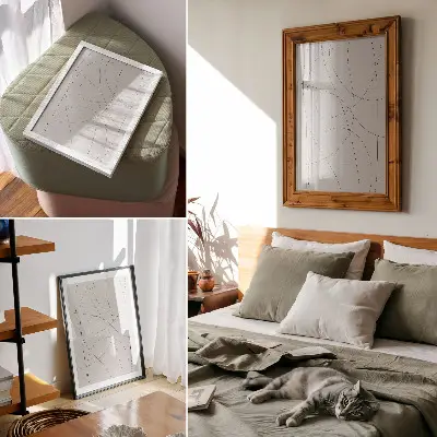 Wandposter mit kreativen Linien auf neutralem Hintergrund