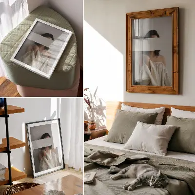 Kunstdruck auf Leinwand variable Balance in minimalistischem Weiß und Beige