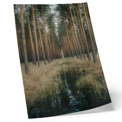 Poster einfache Waldlandschaft mit hohem Wald in symmetrischer Anordnung