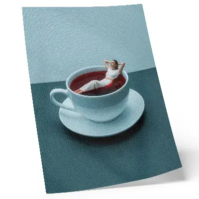Poster Eine surreale Tasse Entspannung surreales Motiv einer entspannenden Tasse