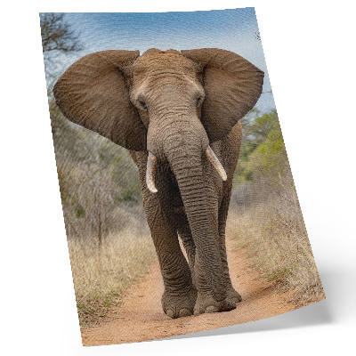 Kunstdruck leinwand Elefant auf einem Pfad in einer afrikanischen Landschaft