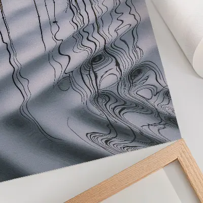 Wandposter mit minimalistischem Motiv von Wellen und Linien auf dem Wasser