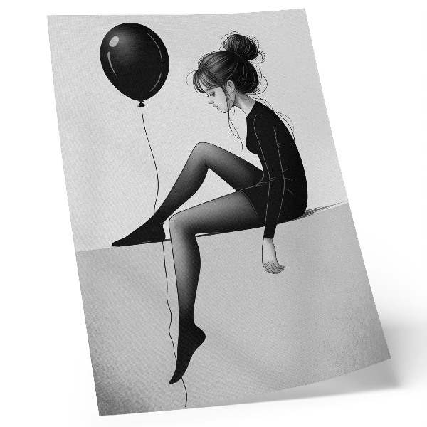 Wandposter Figur am Rande mit einem Ballon, emotionale Reflexion