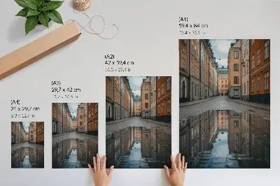 Kunstdruck auf Leinwand historische Mietshäuser im modernen Stil mit Pool