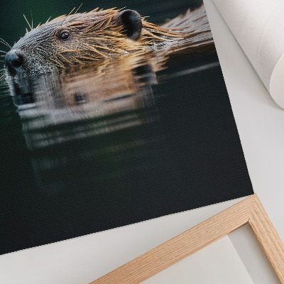Kunstdruck leinwand Biber im Wasser, friedliche Natur, Wildnis