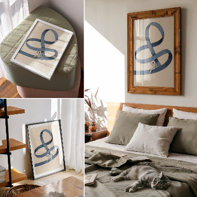 Wandposter Dynamische Figur auf blauem Klebeband, beigefarbenem Hintergrund