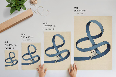 Wandposter Dynamische Figur auf blauem Klebeband, beigefarbenem Hintergrund
