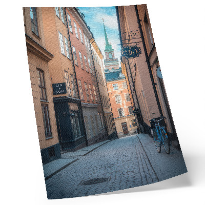Wandposter Malerische Straße mit mittelalterlichen Gebäuden