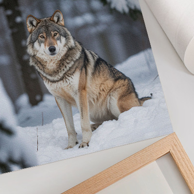Poster Wolf im Winterwald, Naturstille, Eleganz