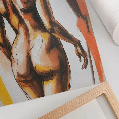 Wandposter mit einer dynamischen und ausdrucksstarken Silhouette in warmen Farben