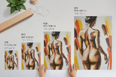 Wandposter mit einer dynamischen und ausdrucksstarken Silhouette in warmen Farben