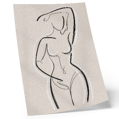 Poster Minimalistische Frauensilhouette vor beigem Hintergrund