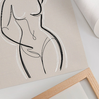 Poster Minimalistische Frauensilhouette vor beigem Hintergrund