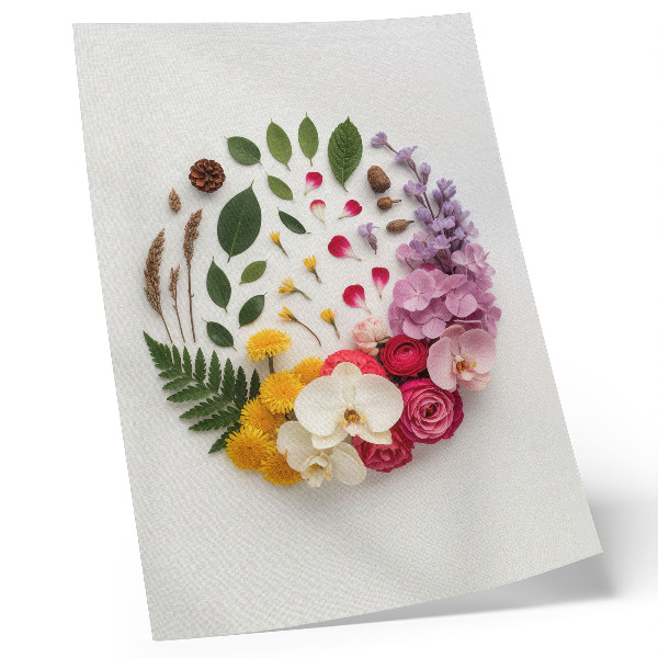 Poster Eine farbenfrohe Komposition aus Blumen und Blättern in Harmonie