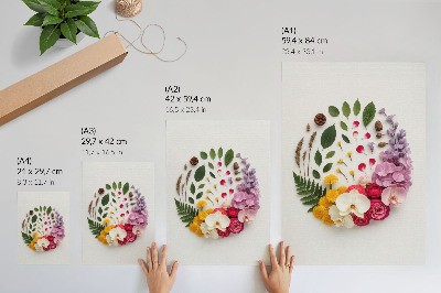 Poster Eine farbenfrohe Komposition aus Blumen und Blättern in Harmonie